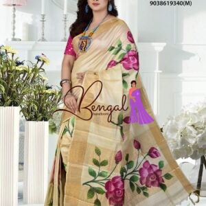 Buy Premium Quality Batik Print Silk Saree Online at The Bengal Handloom