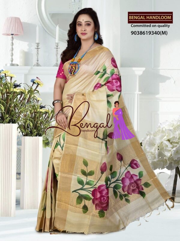 Buy Premium Quality Batik Print Silk Saree Online at The Bengal Handloom